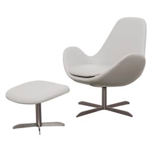 Fauteuil Houston II Cuir véritable Cuir véritable Neka : Blanc - Acier inoxydable