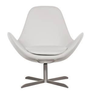 Fauteuil Houston II Cuir véritable Cuir véritable Neka : Blanc - Acier inoxydable