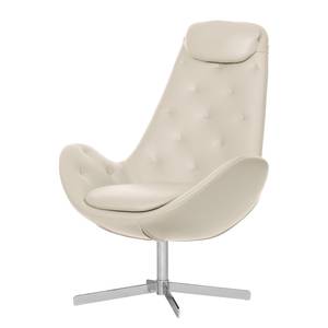 Fauteuil Houston III echt leer Echt leer Neka: Crèmekleurig - Chrome