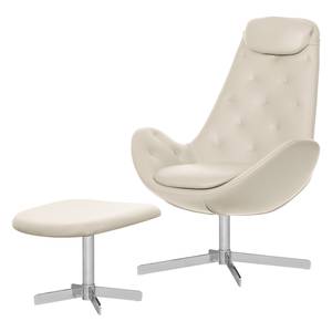 Sessel Houston III Echtleder Echtleder Neka: Creme - Chrom