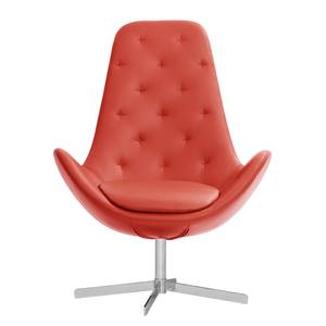 Fauteuil Houston III Cuir véritable Cuir véritable Neka : Rouge - Chrome