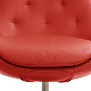 Fauteuil Houston III Cuir véritable Cuir véritable Neka : Rouge - Chrome