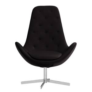 Fauteuil Houston III Cuir véritable Cuir véritable Neka : Noir - Chrome