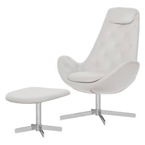 Fauteuil Houston III Cuir véritable Cuir véritable Neka : Blanc - Chrome