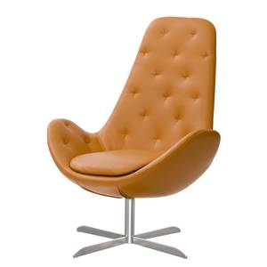 Fauteuil Houston III Cuir véritable Cuir véritable Neka : Cognac - Acier inoxydable