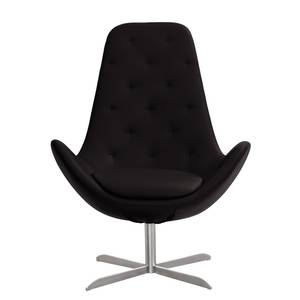 Fauteuil Houston III Cuir véritable Cuir véritable Neka : Noir - Acier inoxydable