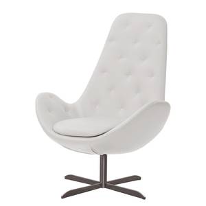 Fauteuil Houston III echt leer Echt leer Neka: Wit - Roestvrij staal