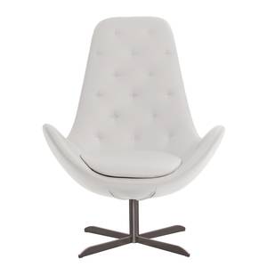 Fauteuil Houston III Cuir véritable Cuir véritable Neka : Blanc - Acier inoxydable