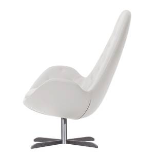 Fauteuil Houston III Cuir véritable Cuir véritable Neka : Blanc - Acier inoxydable