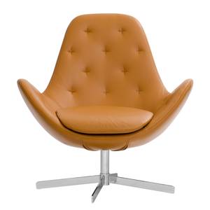 Fauteuil Houston IV echt leer Echt leer Neka: Cognackleurig - Chrome