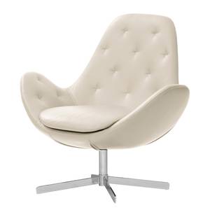 Fauteuil Houston IV Cuir véritable Cuir véritable Neka : Crème - Chrome