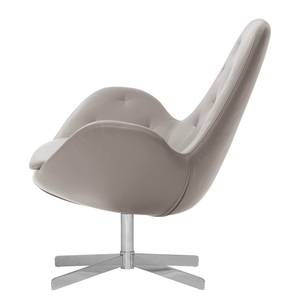 Fauteuil Houston IV Cuir véritable Cuir véritable Neka : Gris clair - Chrome