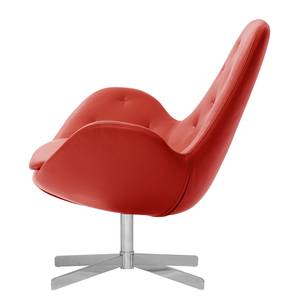 Fauteuil Houston IV echt leer Echt leer Neka: Rood - Chrome