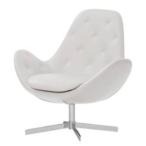 Fauteuil Houston IV echt leer Echt leer Neka: Wit - Chrome