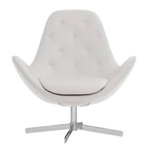 Fauteuil Houston IV echt leer Echt leer Neka: Wit - Chrome