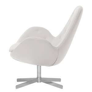 Fauteuil Houston IV echt leer Echt leer Neka: Wit - Chrome