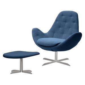 Fauteuil Houston IV geweven stof Geweven stof Anda II: Blauw - Roestvrij staal