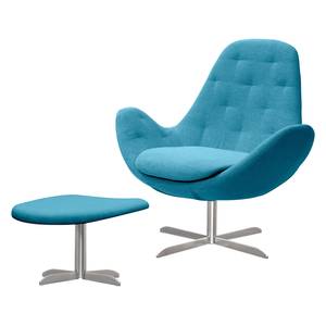 Fauteuil Houston IV geweven stof Geweven stof Anda II: Turquoise - Roestvrij staal