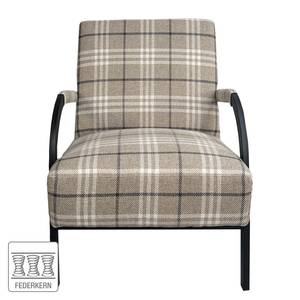 Fauteuil Hoxie geweven stof - Beige/donkergrijs