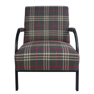 Fauteuil Hoxie geweven stof - Donkergrijs/rood