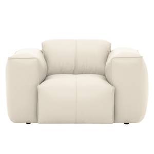 Fauteuil Hudson Tissu Cuir véritable Neka : Crème