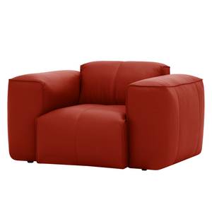 Fauteuil Hudson Tissu Cuir véritable Neka : Rouge