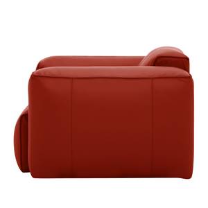 Fauteuil Hudson geweven stof Echt leer Neka: Rood