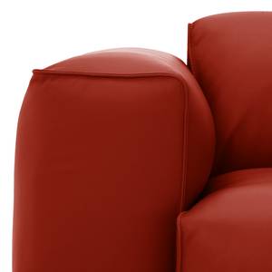 Fauteuil Hudson geweven stof Echt leer Neka: Rood