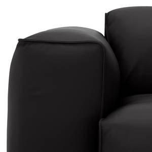 Fauteuil Hudson Tissu Cuir véritable Neka : Noir