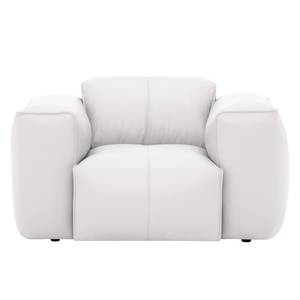 Fauteuil Hudson geweven stof Echt leer Neka: Wit