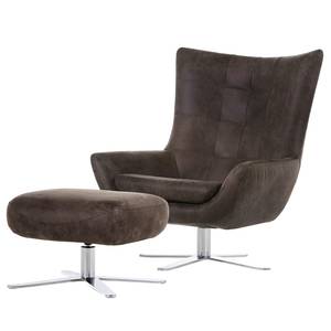 Fauteuil Itala (met hocker) echt leer