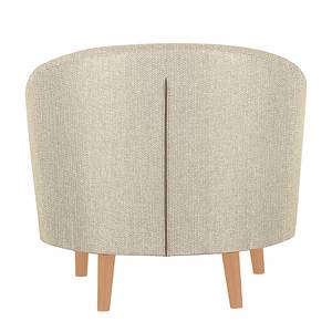 Sessel Juna Strukturstoff/Webstoff - Fischgrätmuster Beige - Mit Hocker