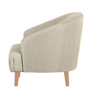 Sessel Juna Strukturstoff/Webstoff - Fischgrätmuster Beige - Mit Hocker