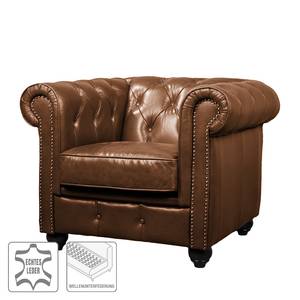 Fauteuil Knighton echt leer - bruin