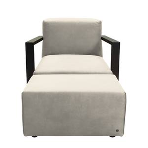 Fauteuil Lazy Imitation cuir aspect vieilli - Beige - Avec repose-pieds