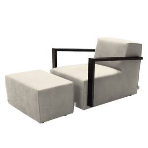 Fauteuil Lazy antiekleren look - Beige - Met hocker