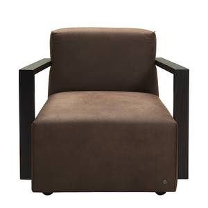 Fauteuil Lazy antiekleren look - Bruin - Met hocker