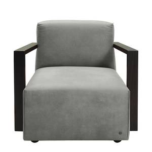 Fauteuil Lazy Imitation cuir aspect vieilli - Gris - Avec repose-pieds