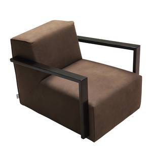 Fauteuil Lazy Imitation cuir aspect vieilli - Marron - Sans repose-pieds