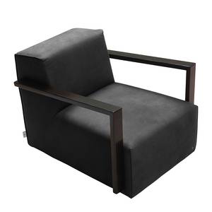 Fauteuil Lazy Imitation cuir aspect vieilli - Noir - Sans repose-pieds