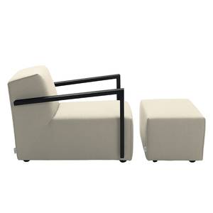 Sessel Lazy Webstoff Beige - Mit Hocker