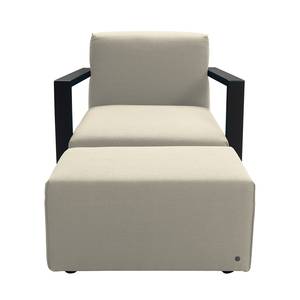 Sessel Lazy Webstoff Beige - Mit Hocker