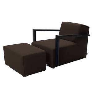 Sessel Lazy Webstoff Braun - Mit Hocker