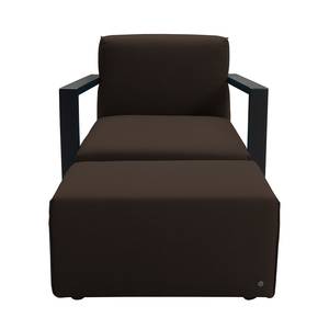 Fauteuil Lazy Tissu structuré - Marron - Avec repose-pieds