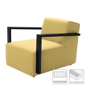 Fauteuil Lazy structuurstof - Maïsgeel - Met hocker