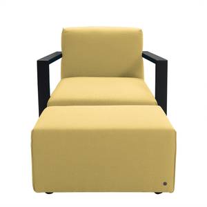 Fauteuil Lazy structuurstof - Maïsgeel - Met hocker