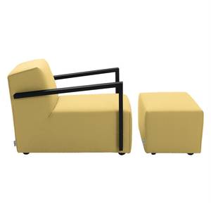 Fauteuil Lazy Tissu structuré - Jaune maïs - Avec repose-pieds