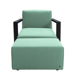 Fauteuil Lazy Tissu structuré - Menthe - Avec repose-pieds