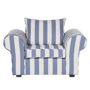 Fauteuil Colmar blauw gestreepte geweven stof