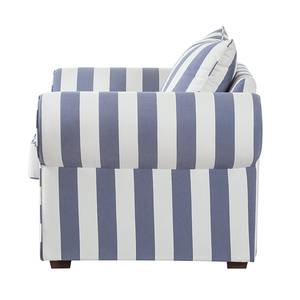 Fauteuil Colmar blauw gestreepte geweven stof